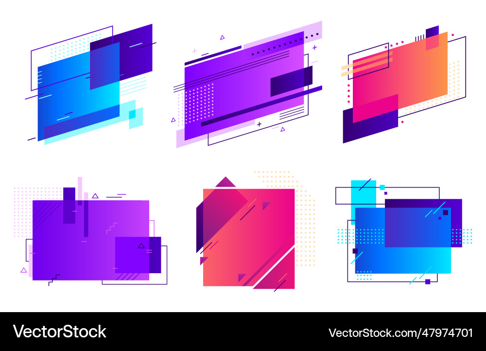Rectangular geometric badges trendy frame minimal vector image