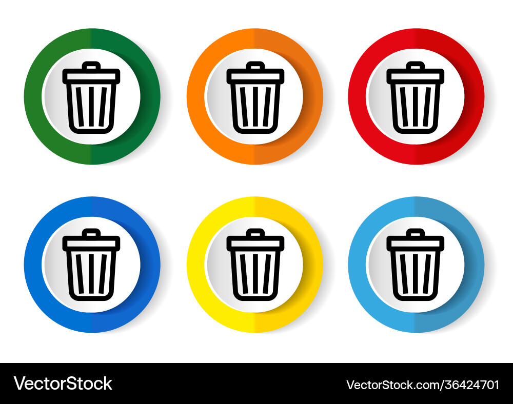 Recycle icon set colorful buttons in 6 color Vector Image
