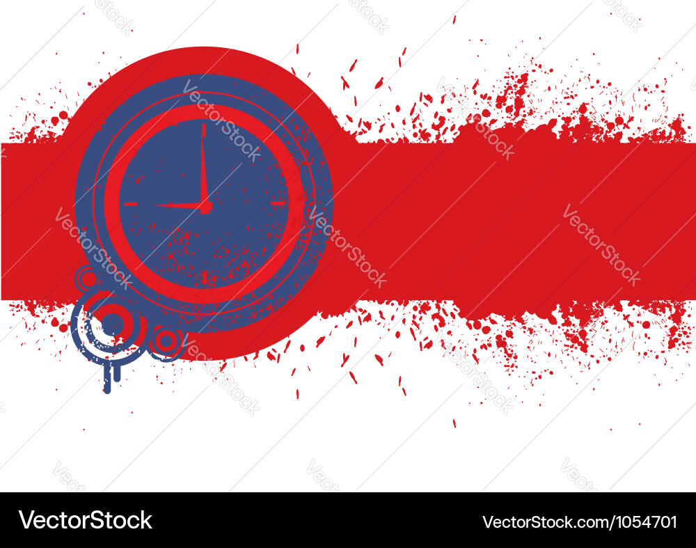 Red Clock on Grunge Texture Vector Image