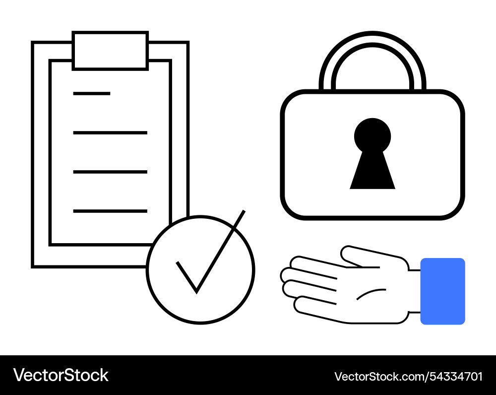 Secured document management concept with checklist Vector Image