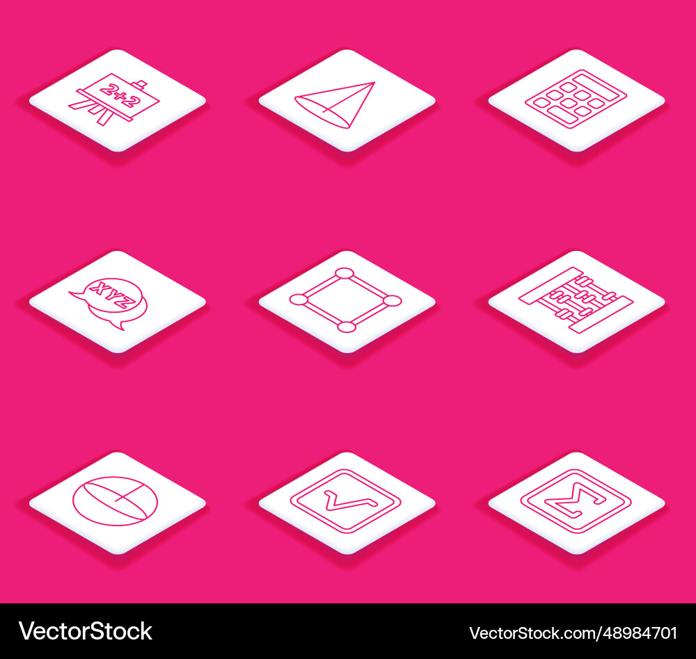 Set line calculator graph schedule chart diagram vector image