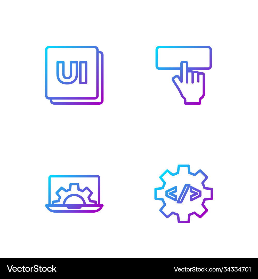 Set line front end development web ui or ux Set line front end development web ui or ux vector image