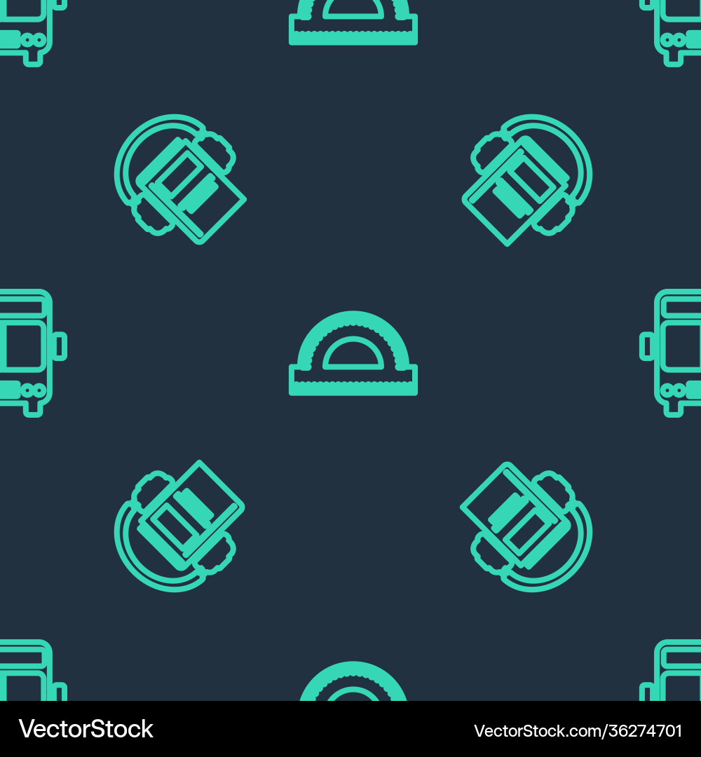 Set line protractor grid audio book and bus Set line protractor grid audio book and bus vector image
