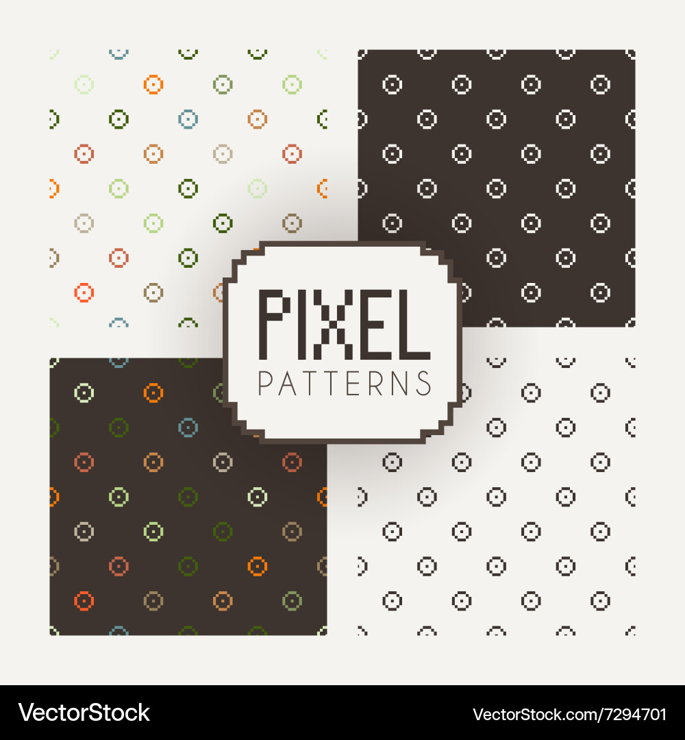 Set of seamless patterns pixel elements Vector Image