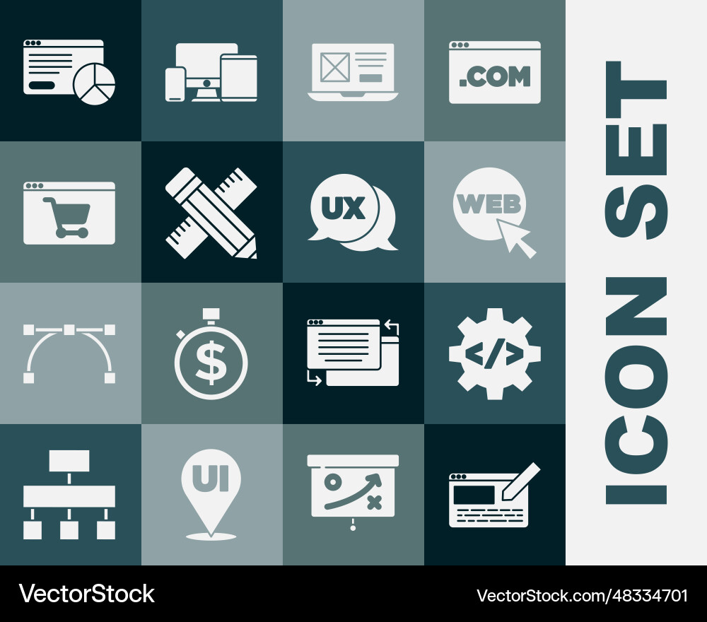 Set ui oder ux design front end development web Vektorbild