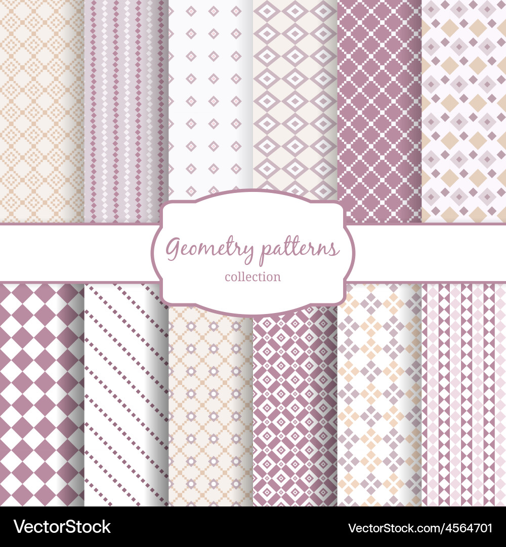Twelve retro different seamless patterns vector image