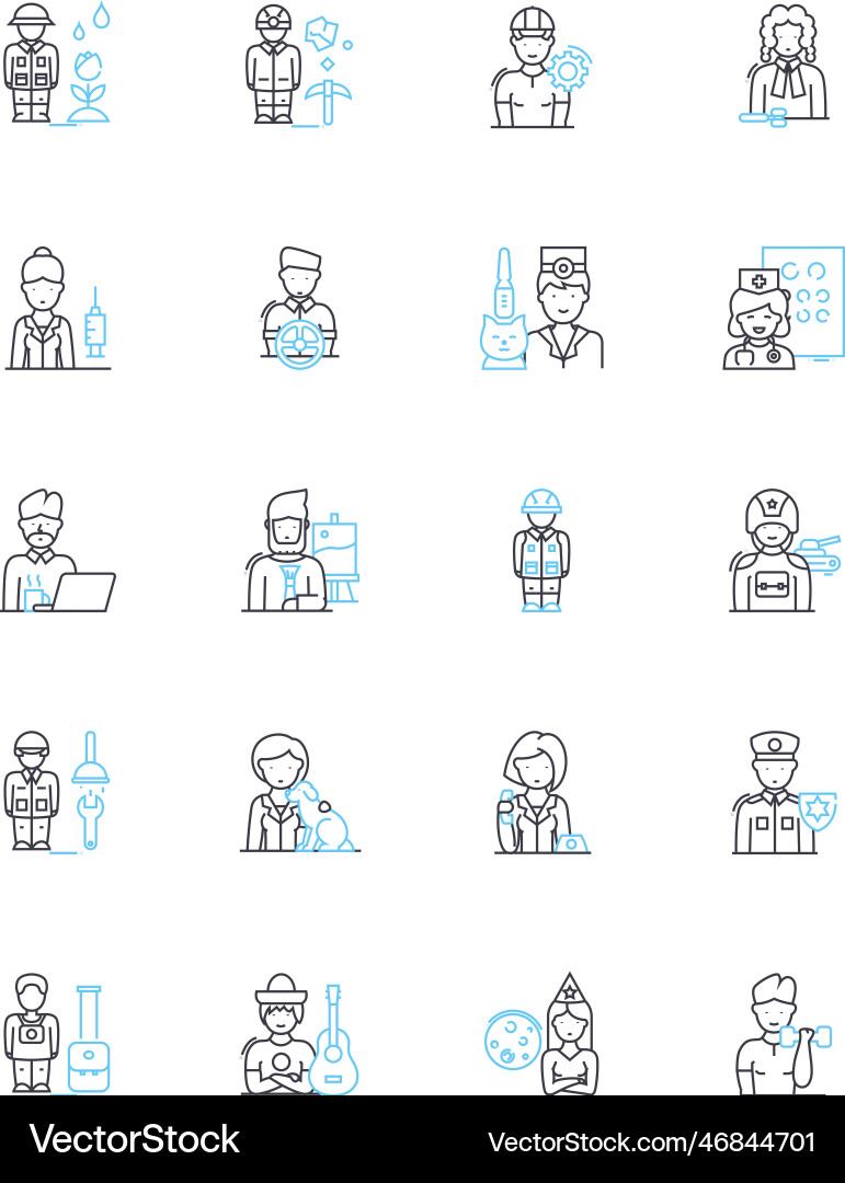 Vocation linear icons set calling purpose Vocation linear icons set calling purpose vector image