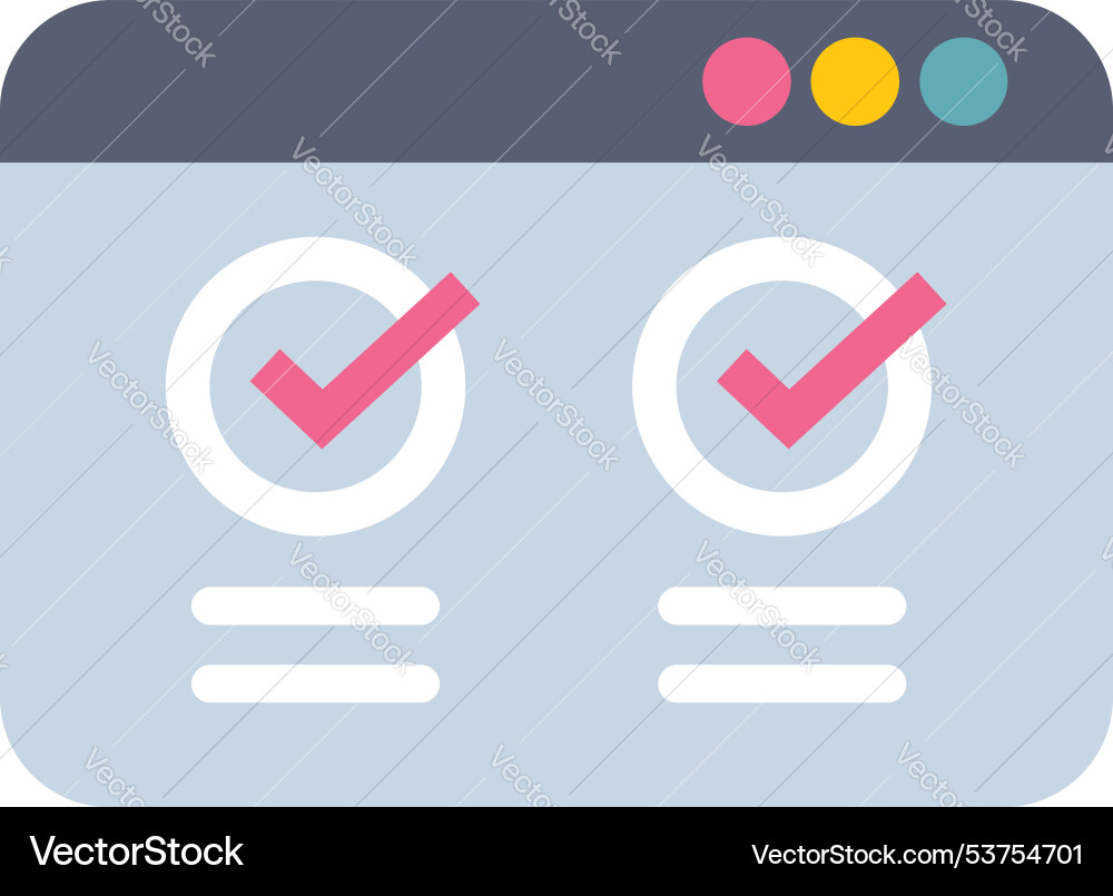 Website showing completed tasks with check mark Website showing completed tasks with check mark vector image