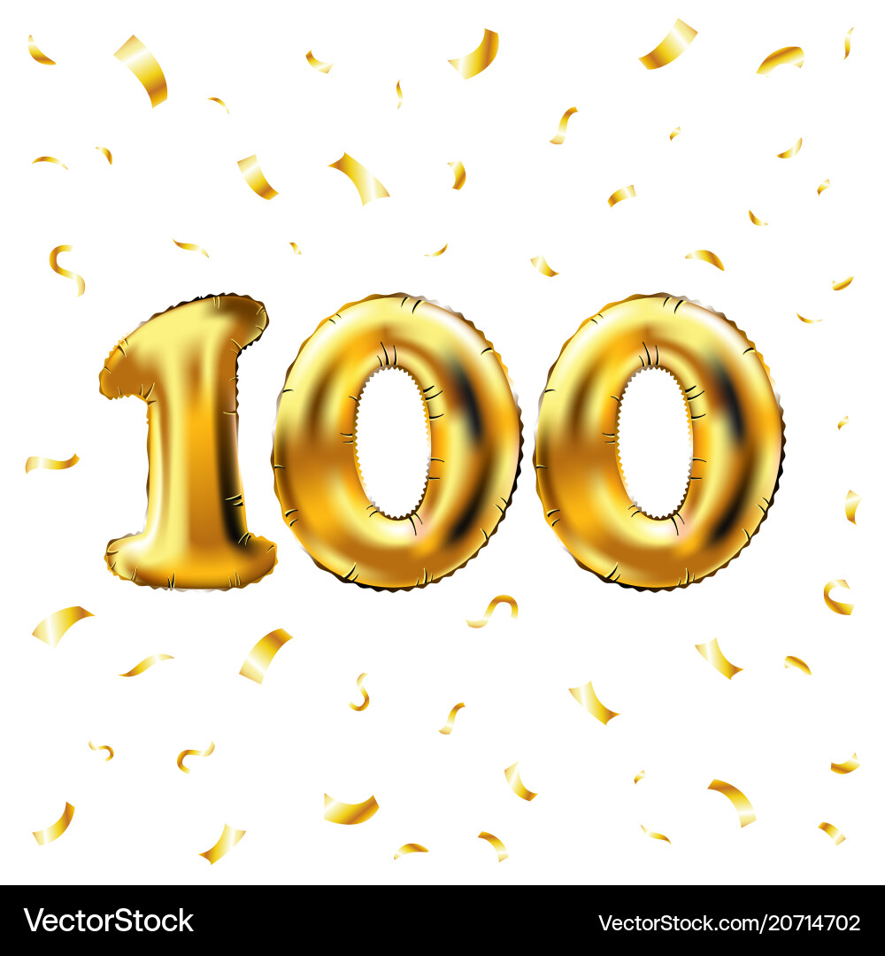 100 Feier Gold Ballons und golden 100 Feier Gold Ballons und golden vektorbild