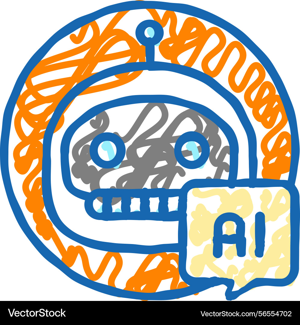 Ai chat bot icon doodle Ai chat bot icon doodle vector image