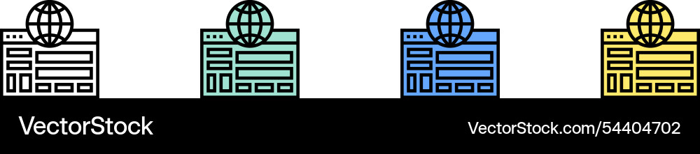 Browser icon outline green blue and yellow style Browser icon outline green blue and yellow style vector image
