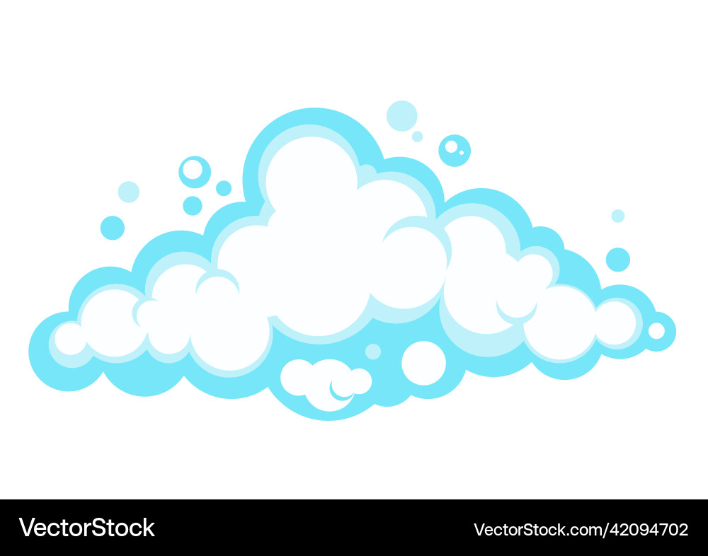 Cartoon soap foam with bubbles light blue suds Cartoon soap foam with bubbles light blue suds vector image