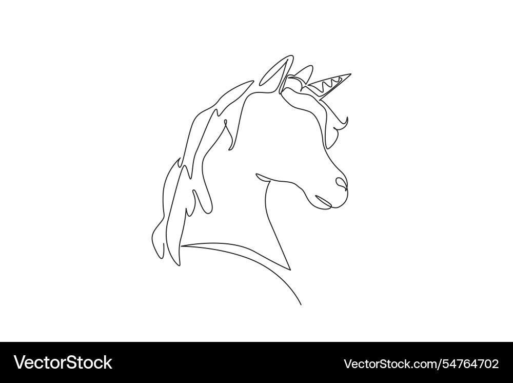 Continuous one line drawing the unicorn head Continuous one line drawing the unicorn head vector image