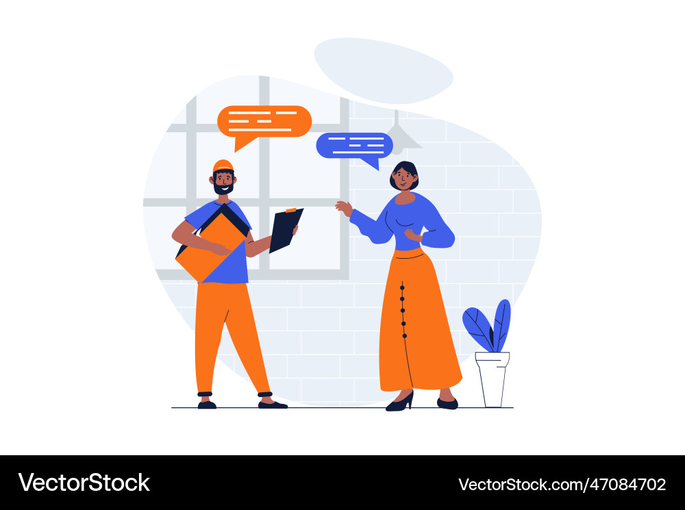 Delivery service web concept with character scene Delivery service web concept with character scene vector image