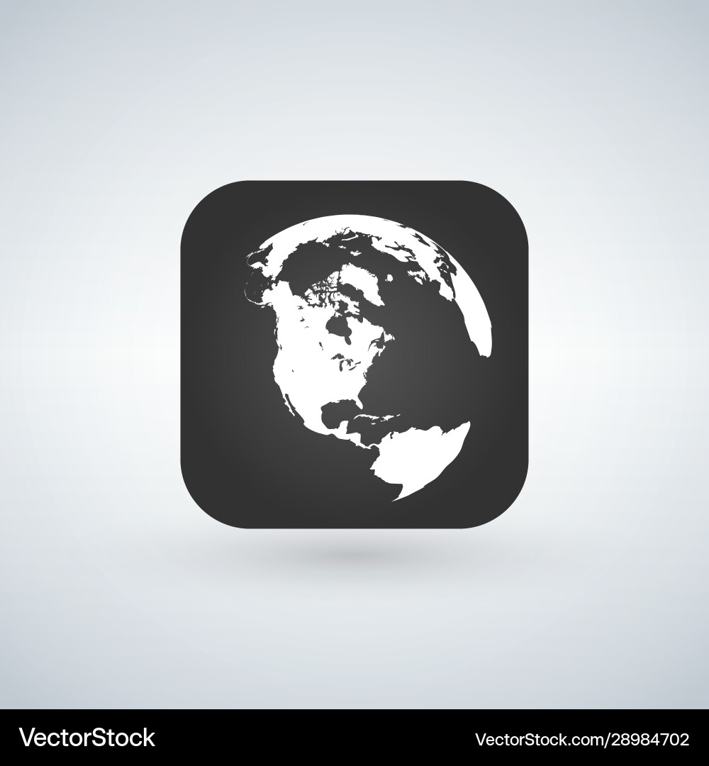 Globe icon over black app button with shadow Globe icon over black app button with shadow Vector Image