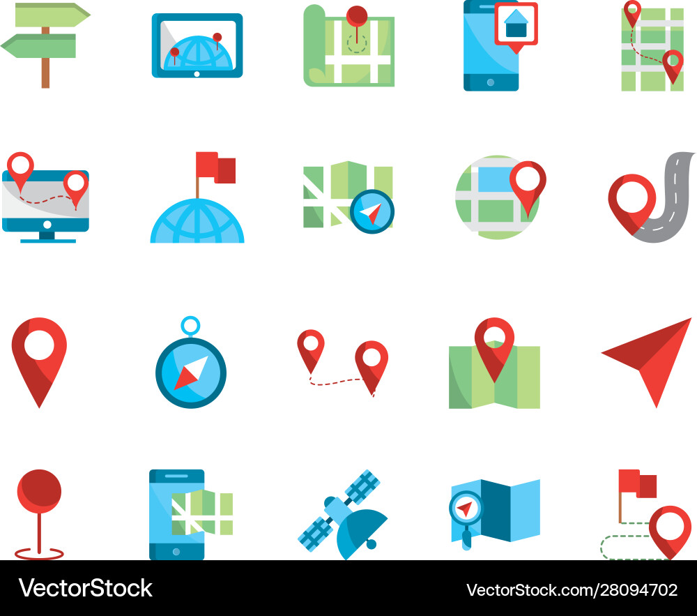 Gps map and navigation icons collection Vector Image