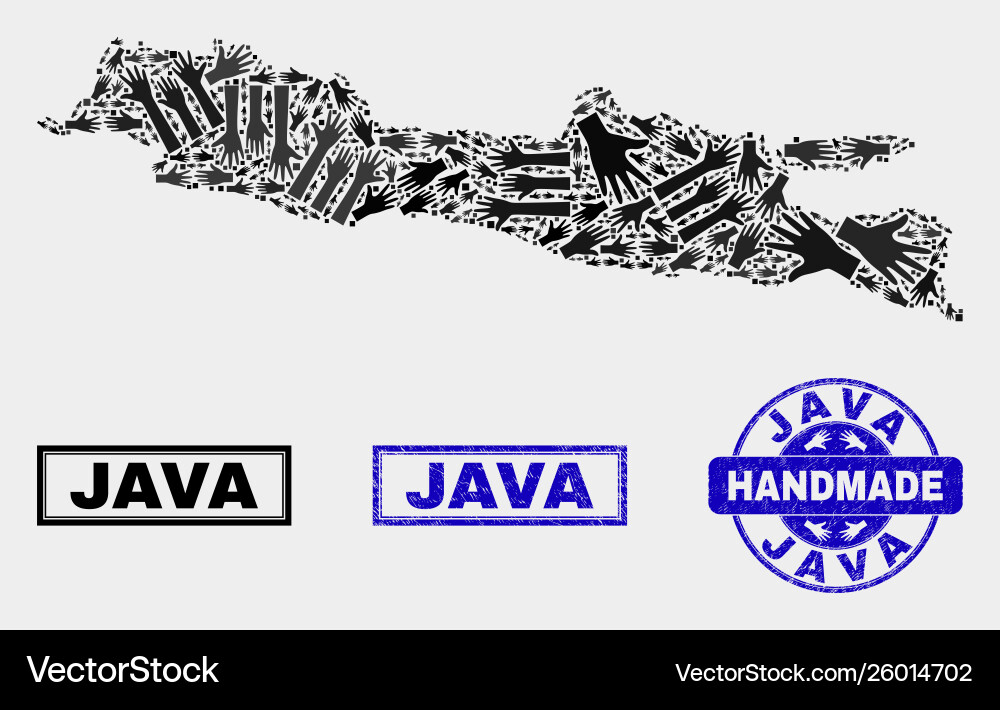 Handmade composition java island map Vector Image