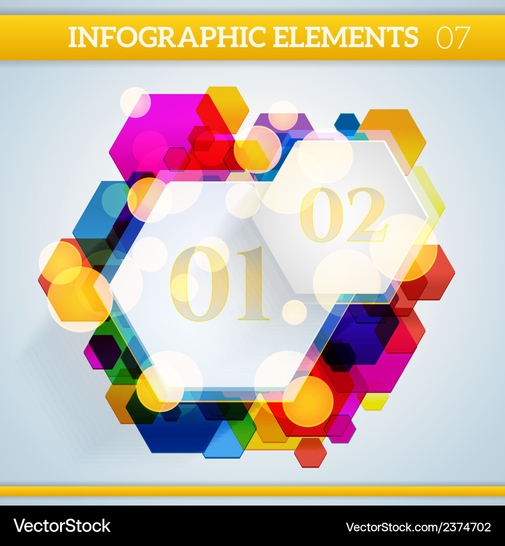 Info graphic hexagonal paper elements on abstract Info graphic hexagonal paper elements on abstract vector image