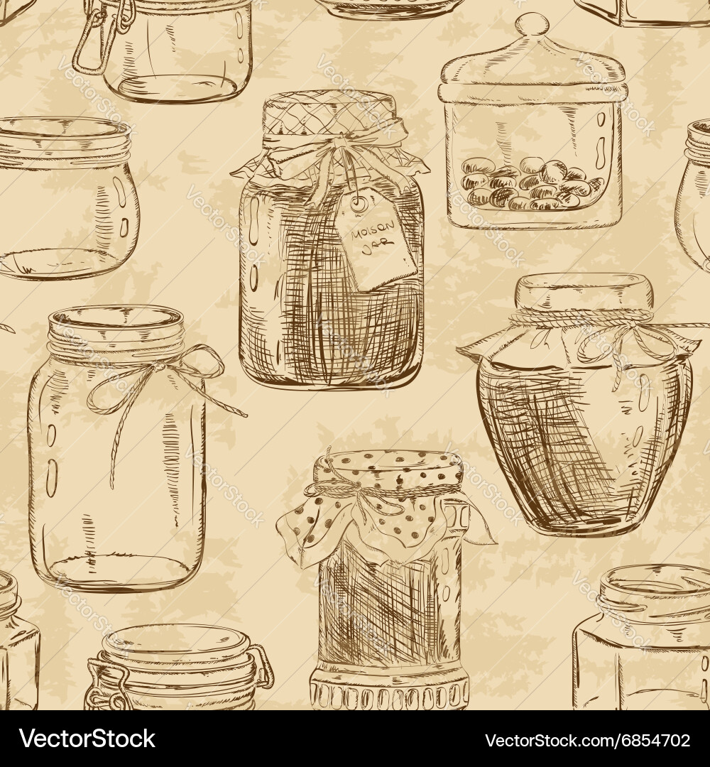 Mason Jar Pattern - Rustic Sketch vector image