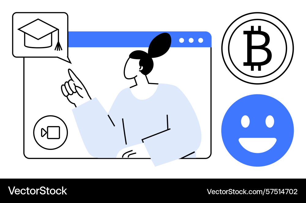Online learning concept linked to blockchain Online learning concept linked to blockchain vector image