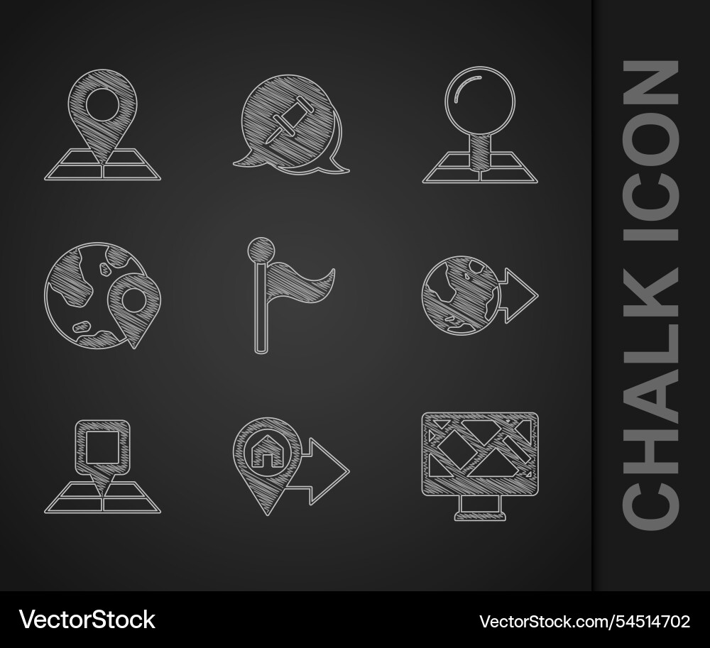 Set flag location with house monitor map Set flag location with house monitor map vector image