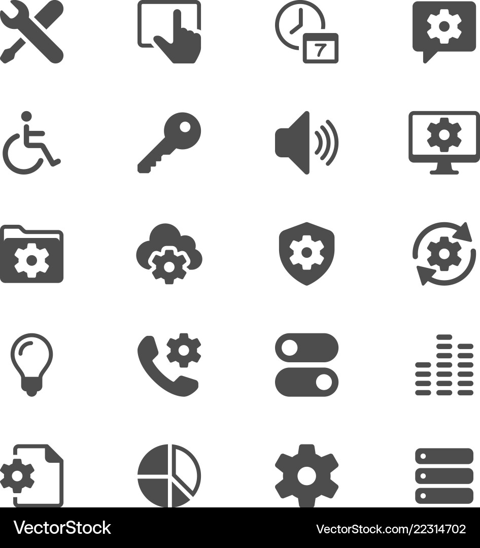 Setting glyph icons vector image