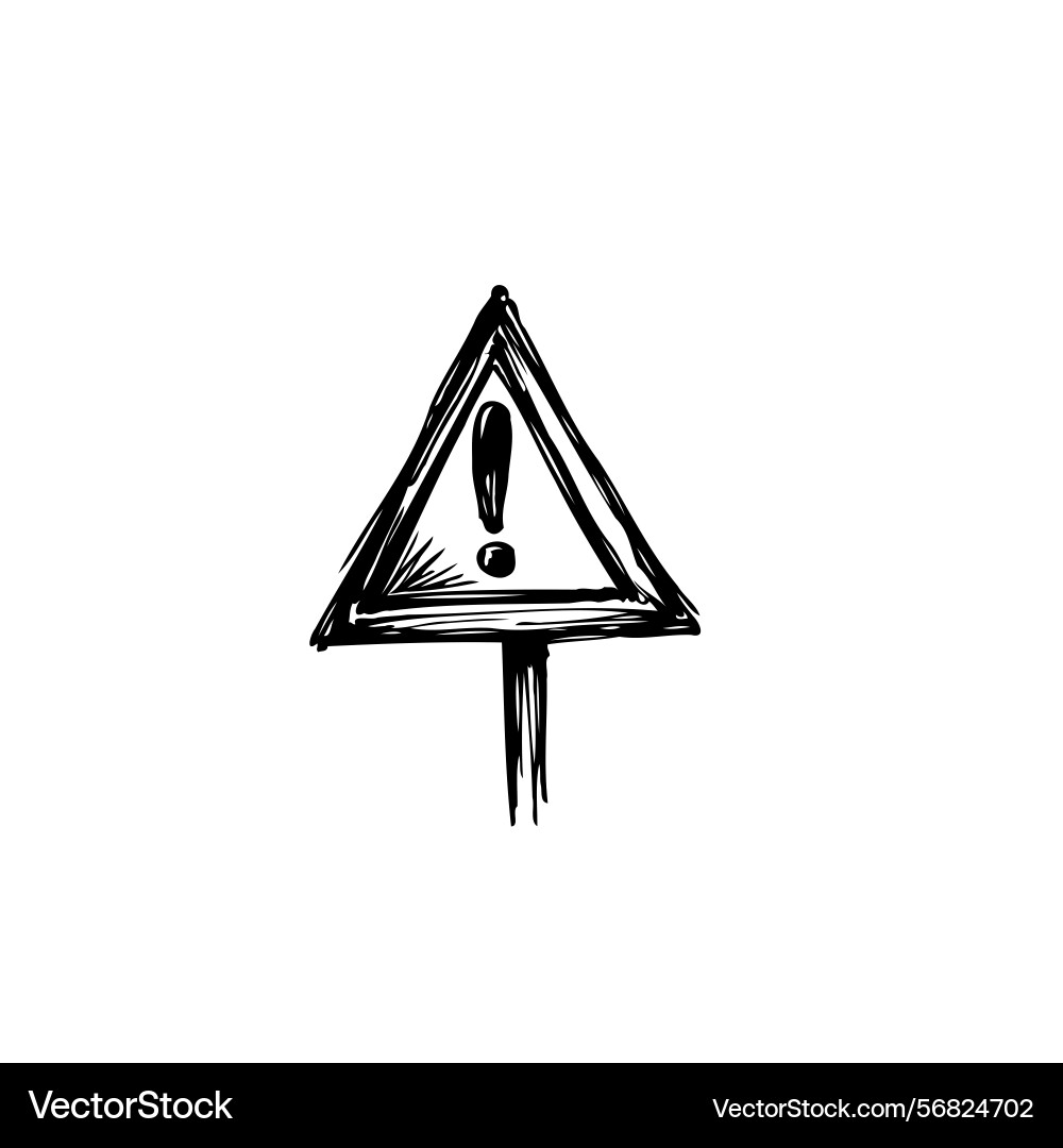 Simple line art of a triangular warning sign vector image