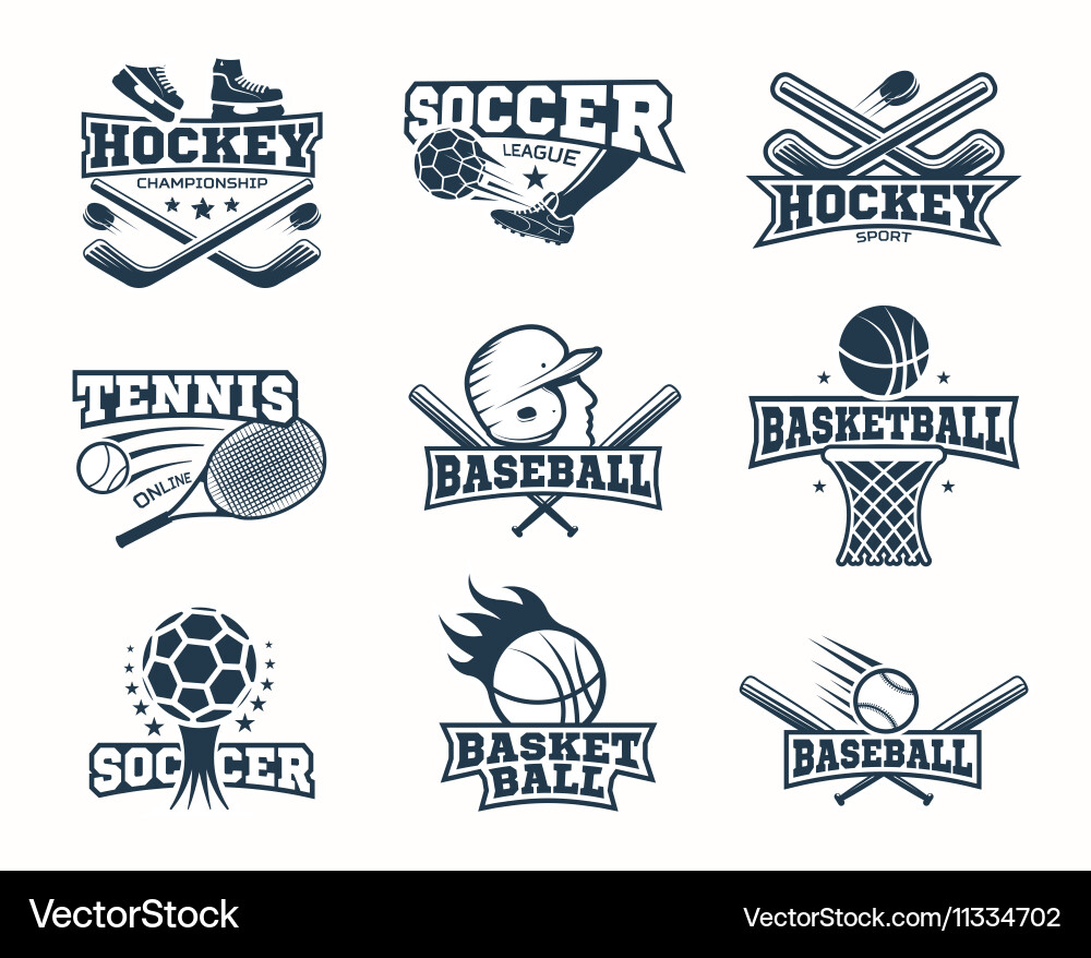 Sports Equipment & Tournament Logos Vector Image