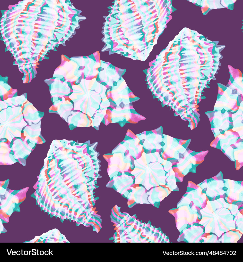White and pearly shells seamless pattern vector image