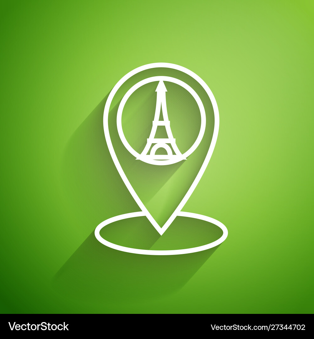 White line map pointer with eiffel tower icon vector image