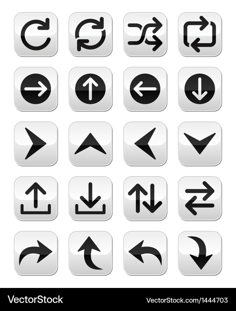 Arrow button sets isolated on white Vector Image