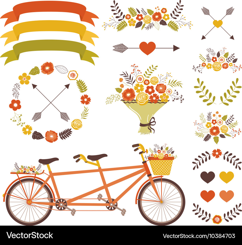Autumn wedding set Vector Image