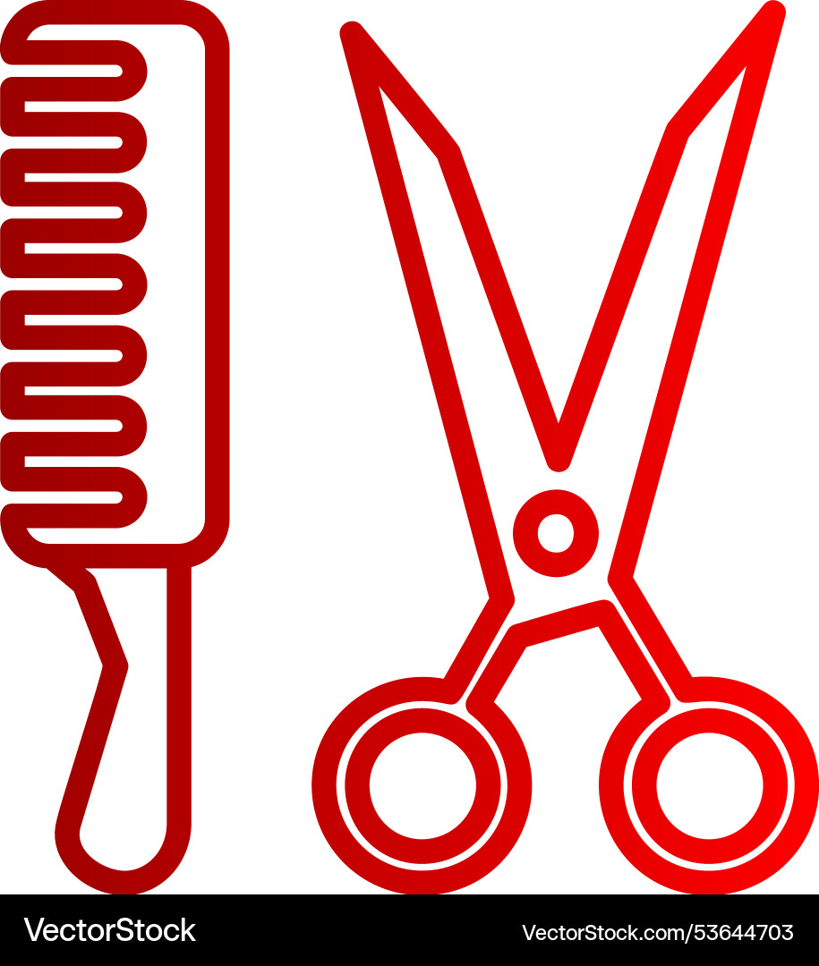 Barber tools line gradient icon Vector Image