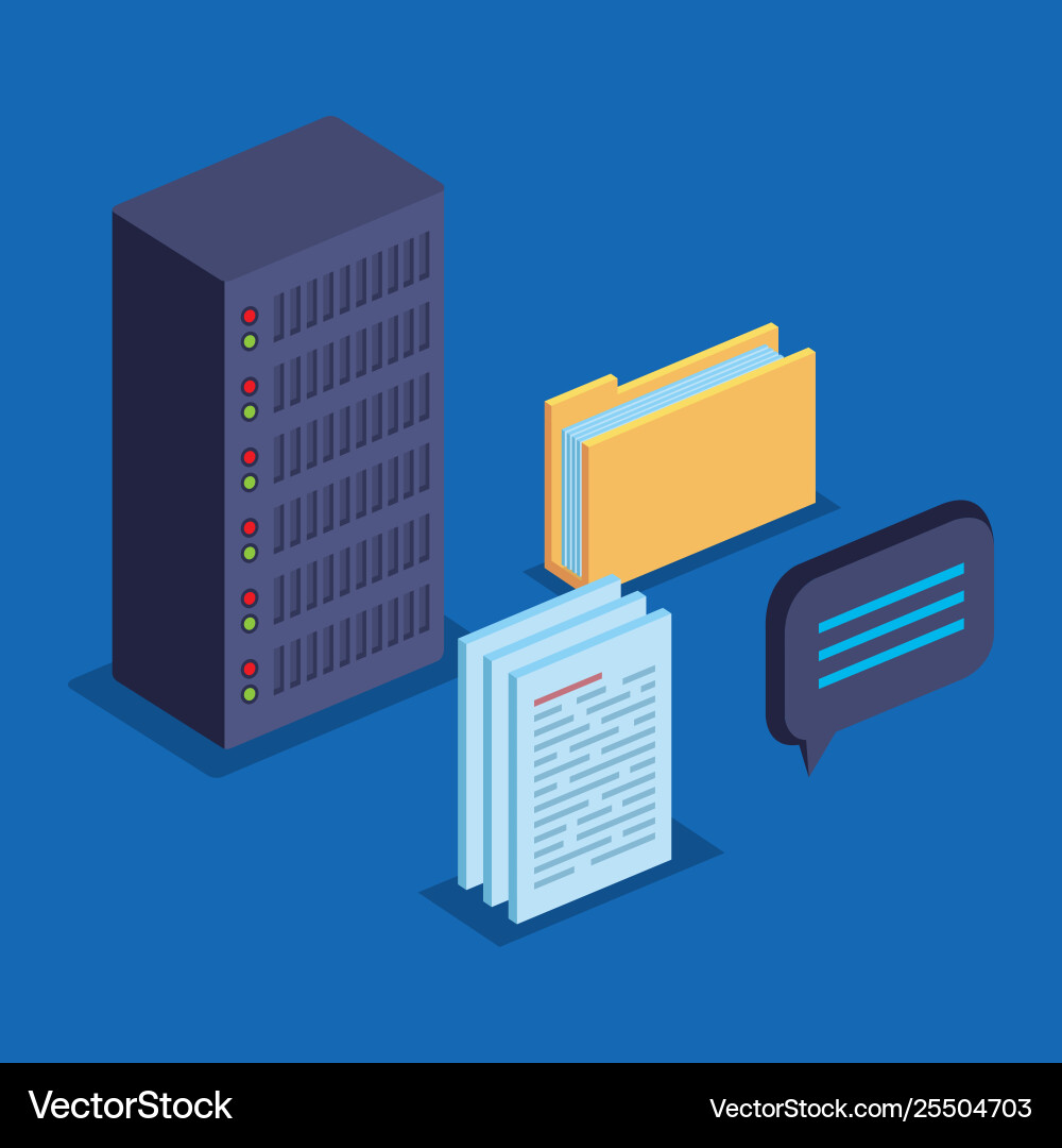 Big data server storage with documents and chat Vector Image