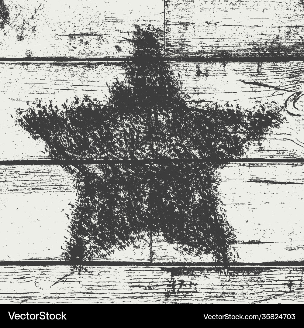 Bold star stamp wood Bold star stamp wood vector image