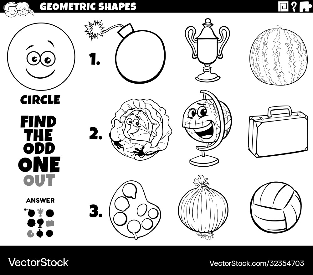 Circle shape objects educational task coloring Circle shape objects educational task coloring vector image