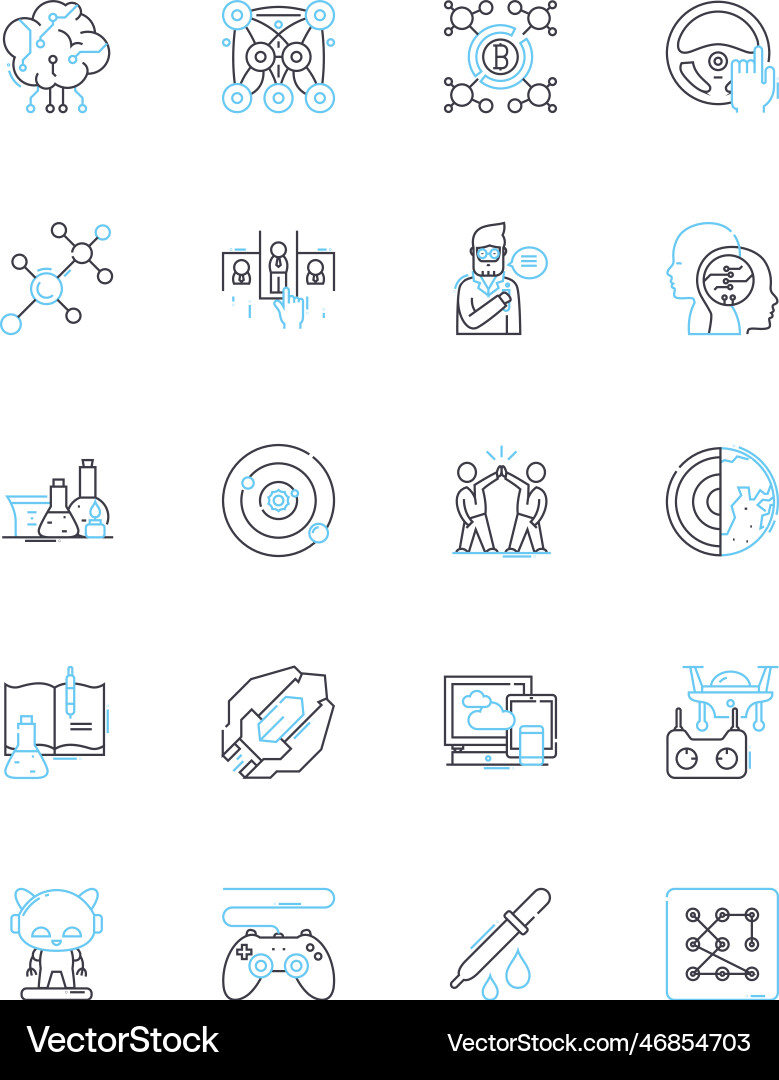 Computer-Software lineare Icons setzen Code-Programm Computer-Software lineare Icons setzen Code-Programm Vektorbild