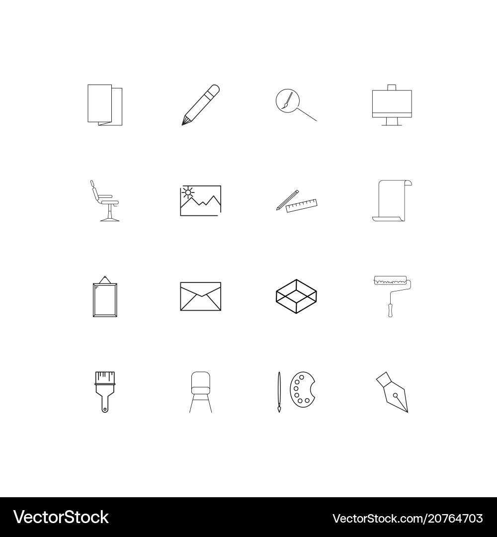 Creative process and design linear thin icons set vector image