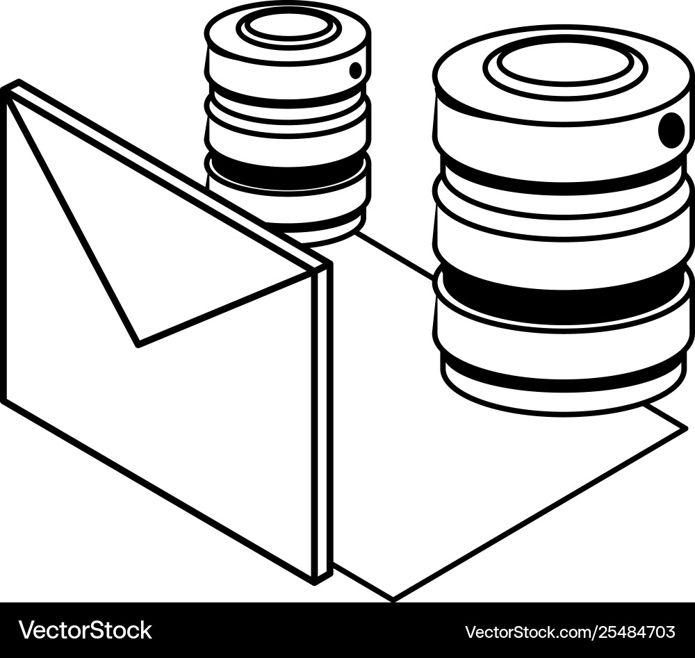 Data center disk with envelopes Vector Image