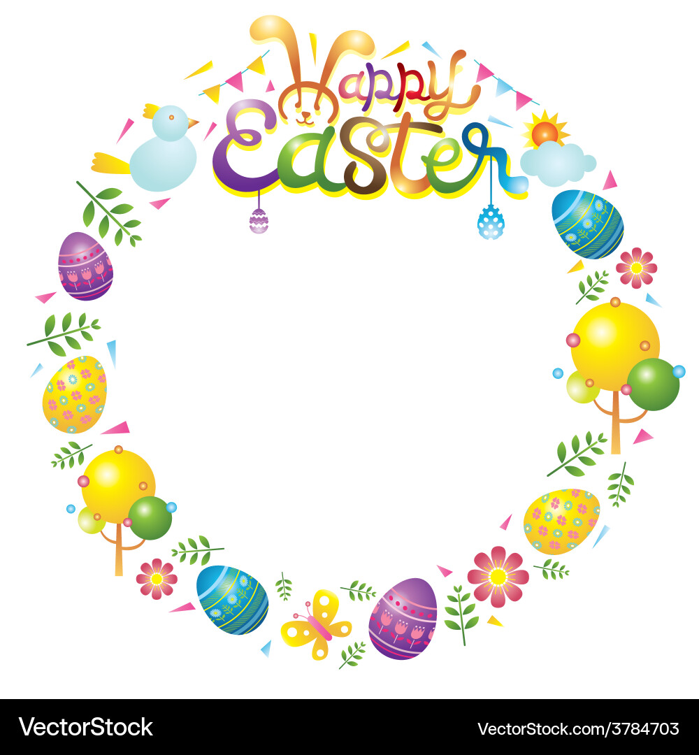 Easter Wreath Icon Set vector image