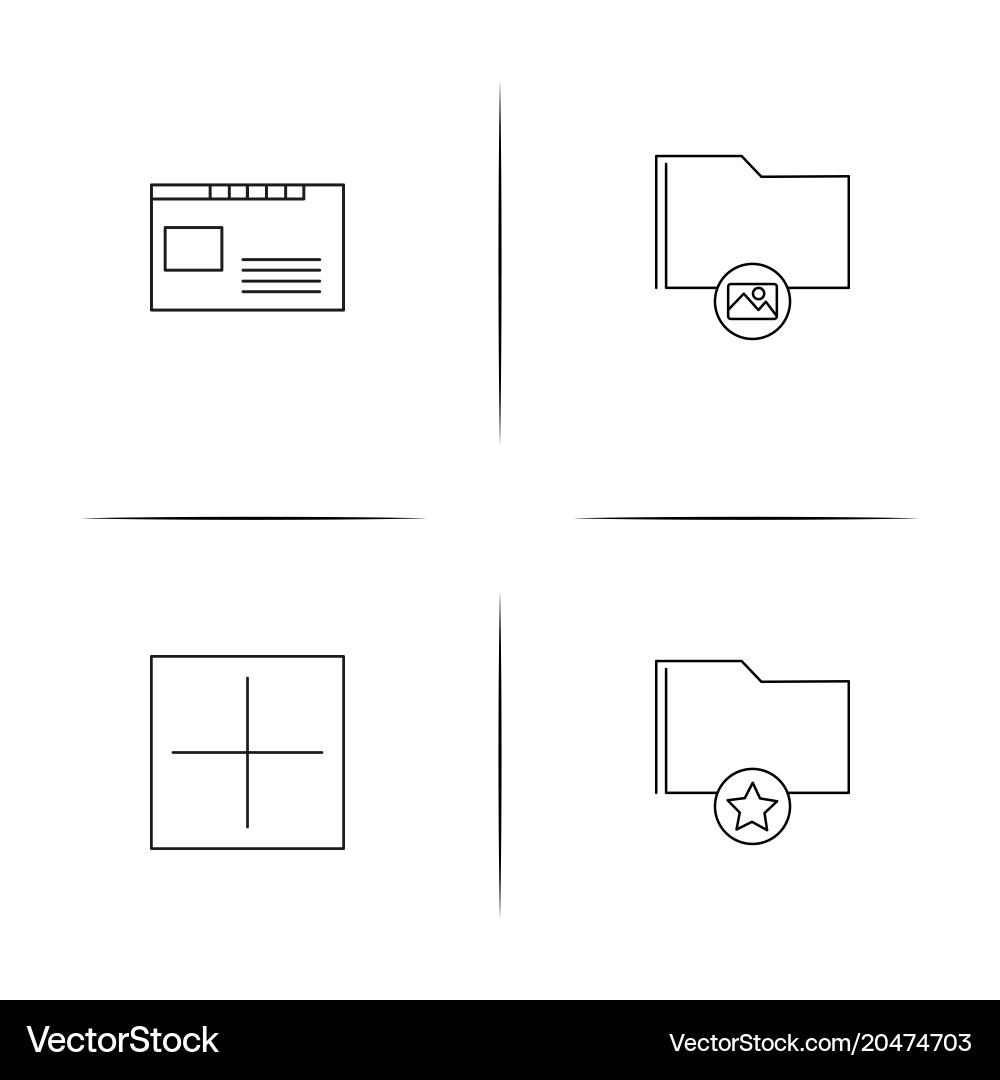 Files and folders sign simple linear icons set vector image