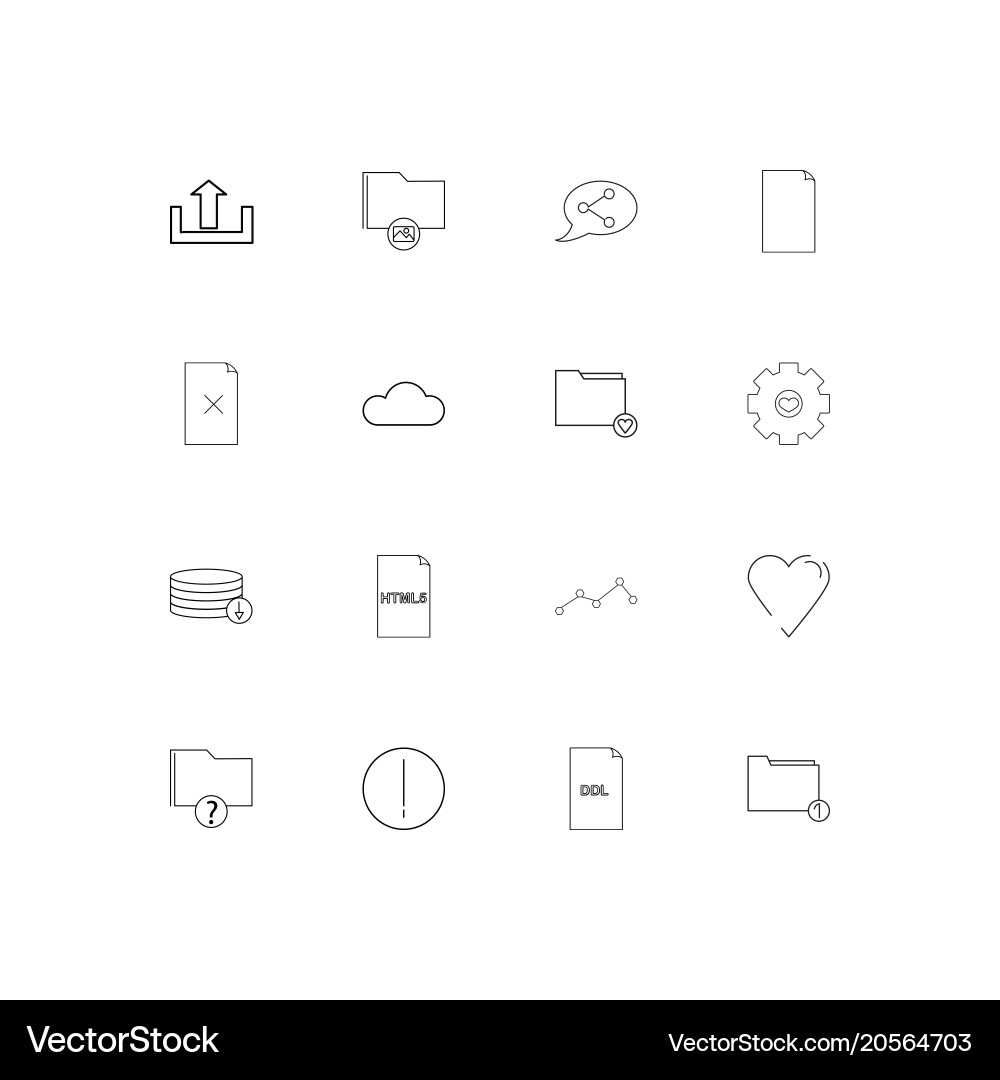 Files and folders sign simple linear icons set vector image