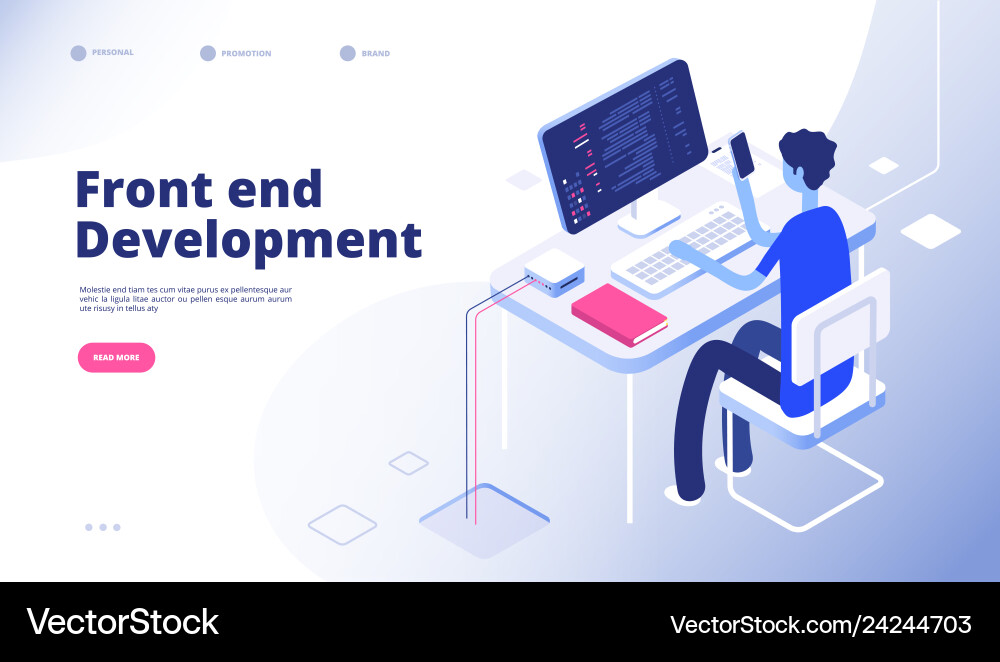 Front End Developer at Work vector image