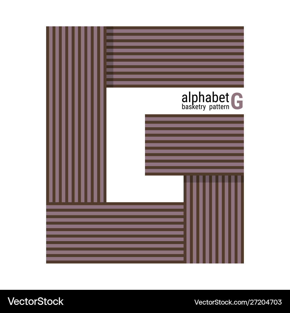 G - unique alphabet design with basketry pattern vector image