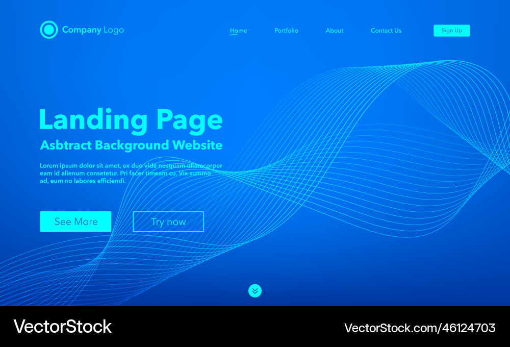Gradient abstract wave background landing page Gradient abstract wave background landing page vector image