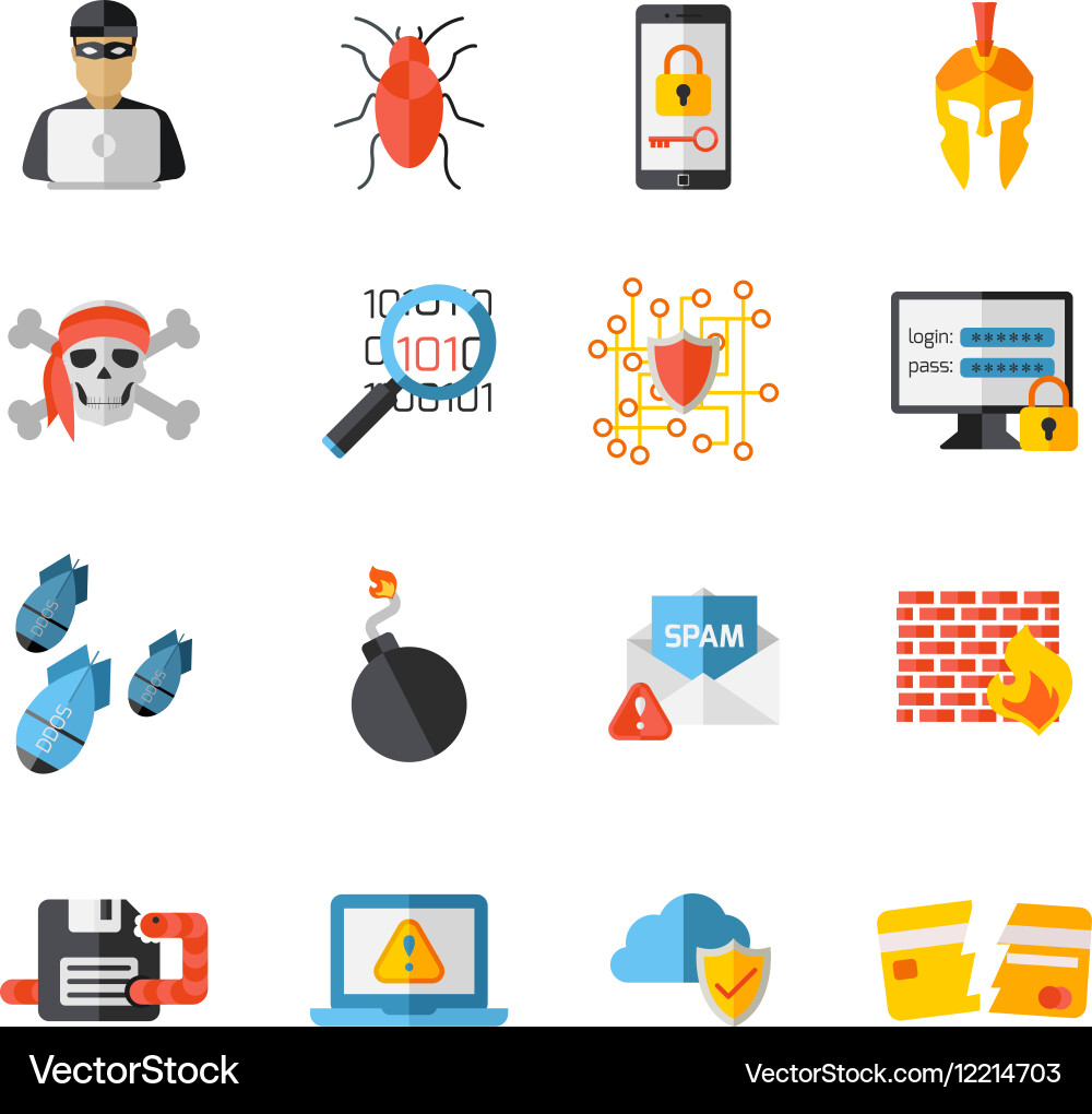 Hacking elements icon set vector image