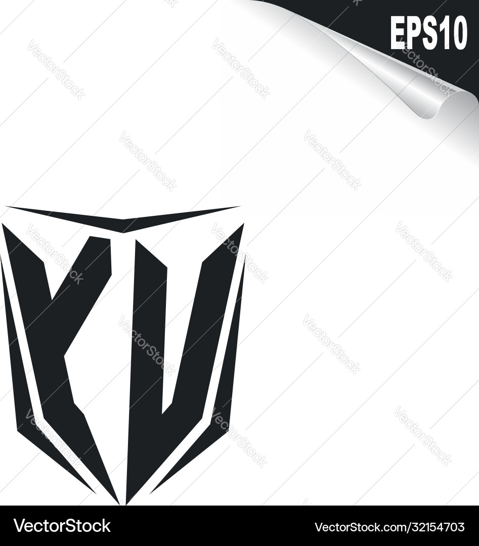 Initial yu logo design with shield style Vector Image