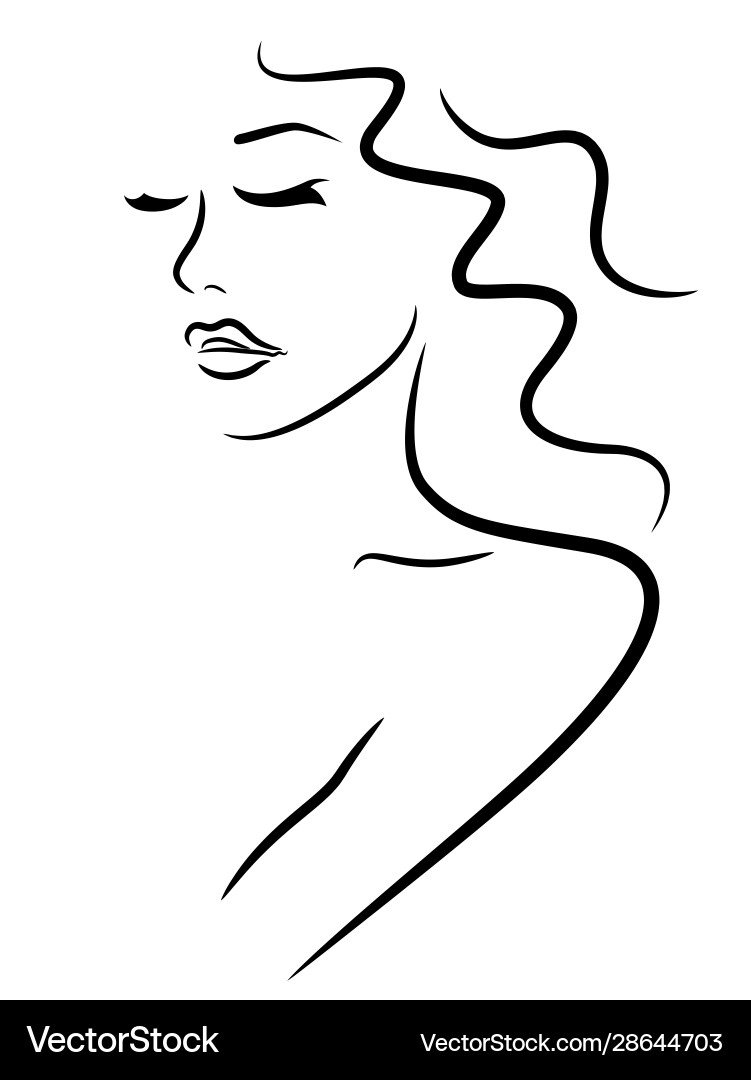 Lady with closed eyes – Royalty-Free Vector | VectorStock, image size:751x1080