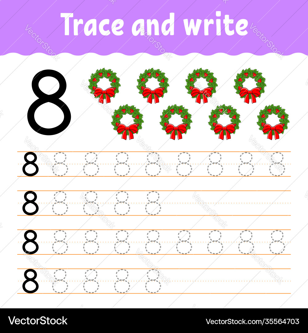 Learn numbers trace and write winter theme Learn numbers trace and write winter theme vector image