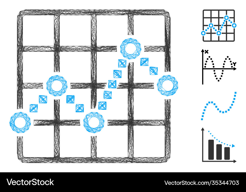 Linear line plot mesh vector image